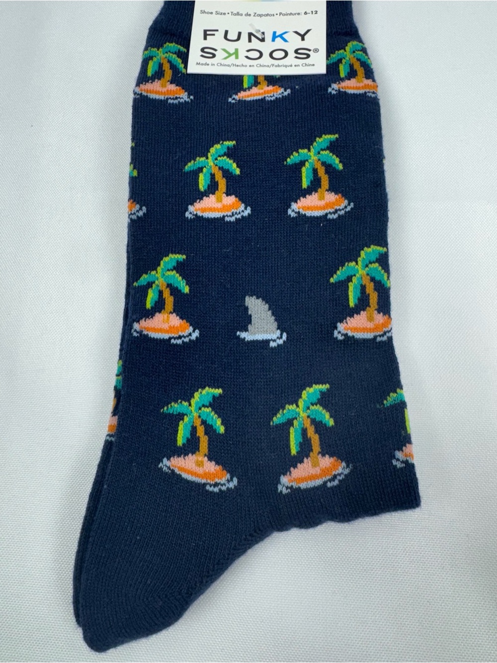 Funky Socks CK Men’s Socks Casual Dress Palm Trees Sharks Size 10-13 NWT